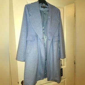 Karl Lagerfeld Paris Double Breasted Belted Trench Coat Ice Blue - Size M
